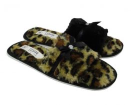 Ladies Open Toe Mule Slippers, Animal Print Slippers, Womens mule slippers, Slippers with sole