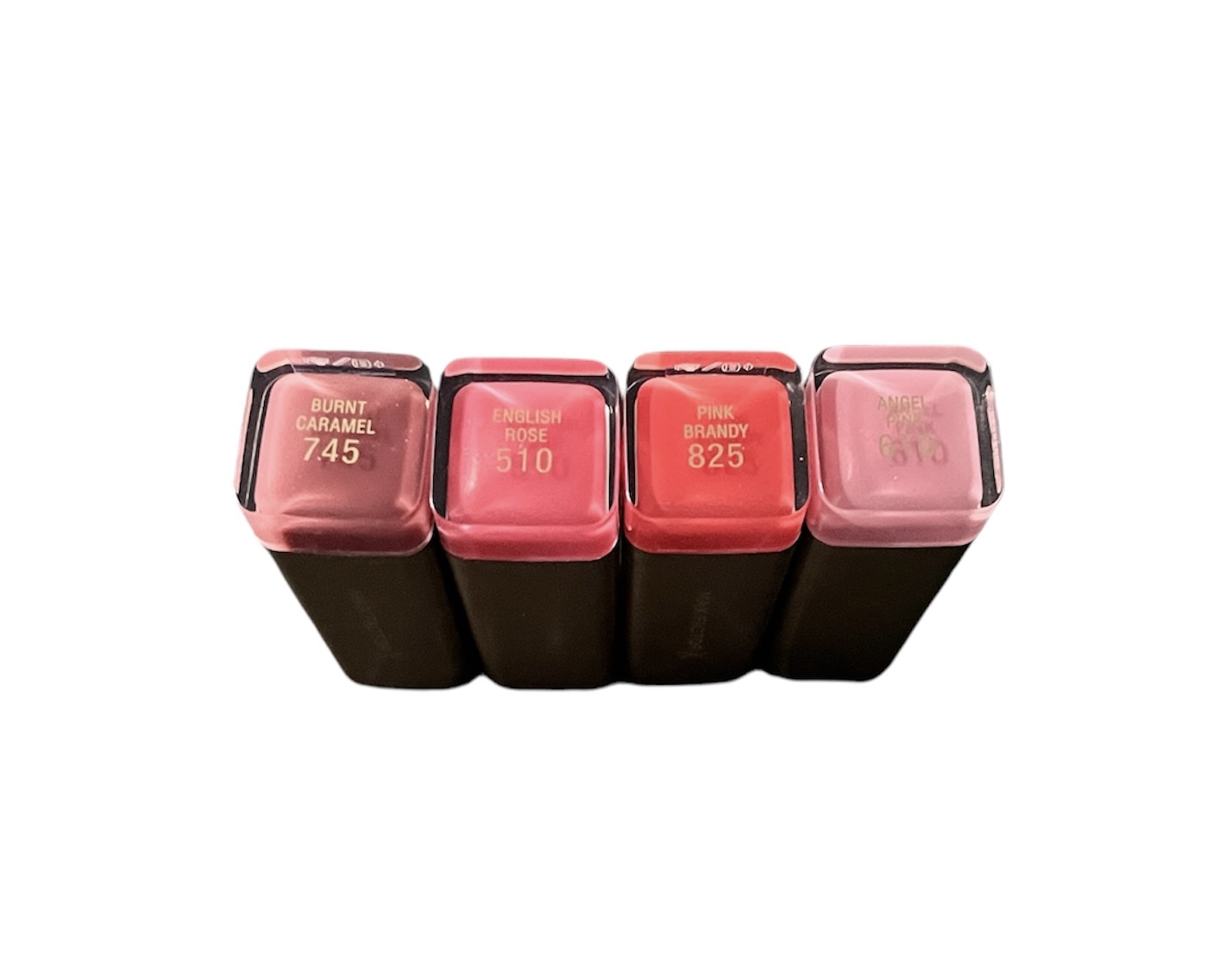 Max Factor Elixir Lipstick, Max Factor Lipsticks, Pink Brandy, English Rose, Burnt Caramel, Angel Pink